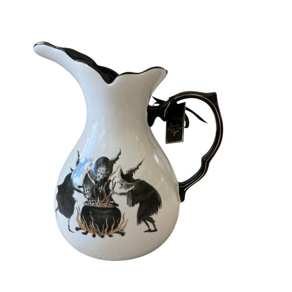 Potters Studio Witch’s Brew Halloween Pitcher 12in Flying Witch on Broom Spooky - Picture 14 of 15